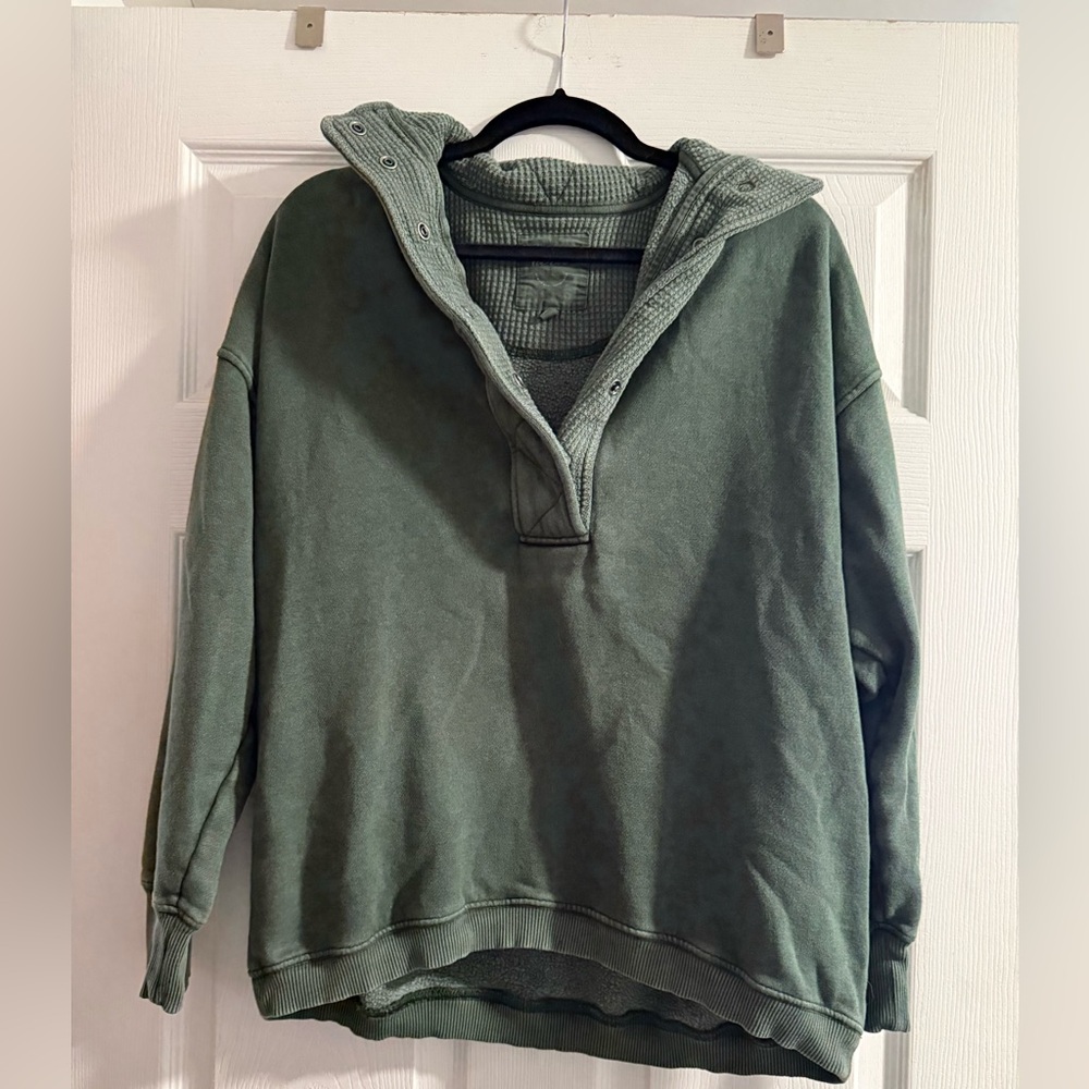 Green Quarter Pullover Sweater